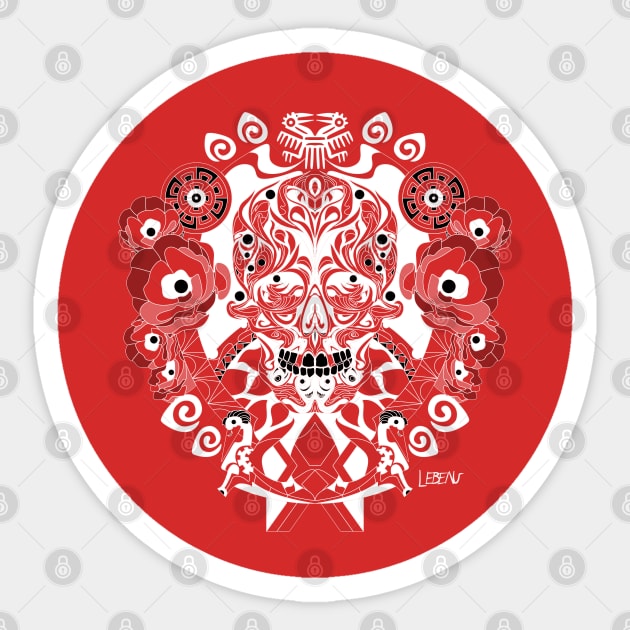 red rose crimson dawn ecopop tree of life catrina skull monster art Sticker by jorge_lebeau